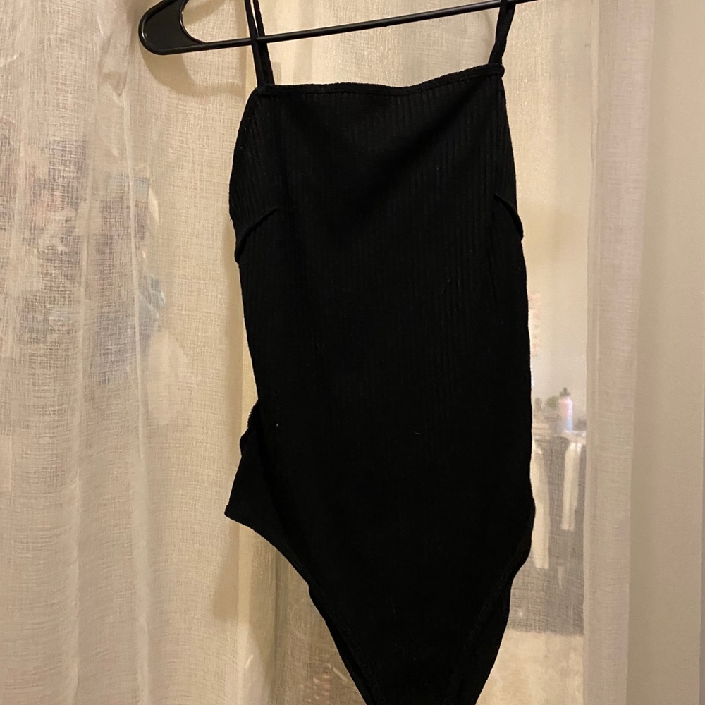 Black ribbed bodysuit
